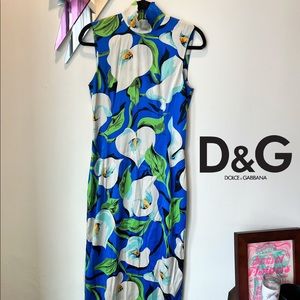 Vintage y2k Authentic Dolce & Gabbana High Neck Sleeveless Silk Dress